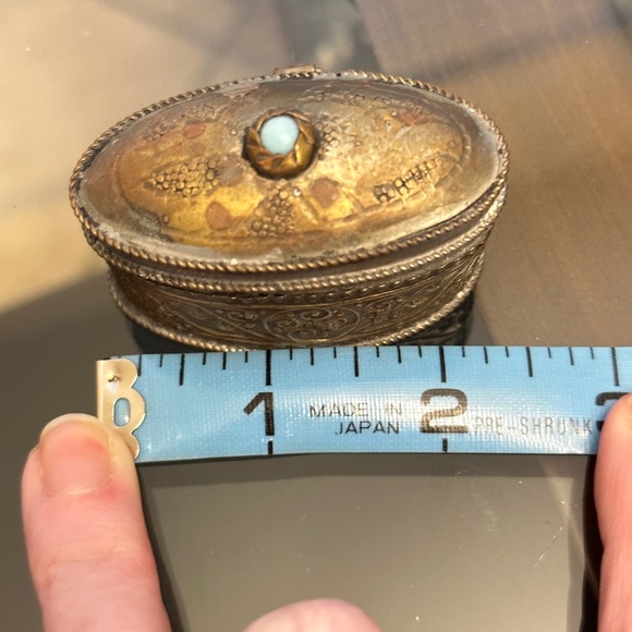 Small Silver Container with Turquoise Stone. Vintage. - Picture 2 of 5